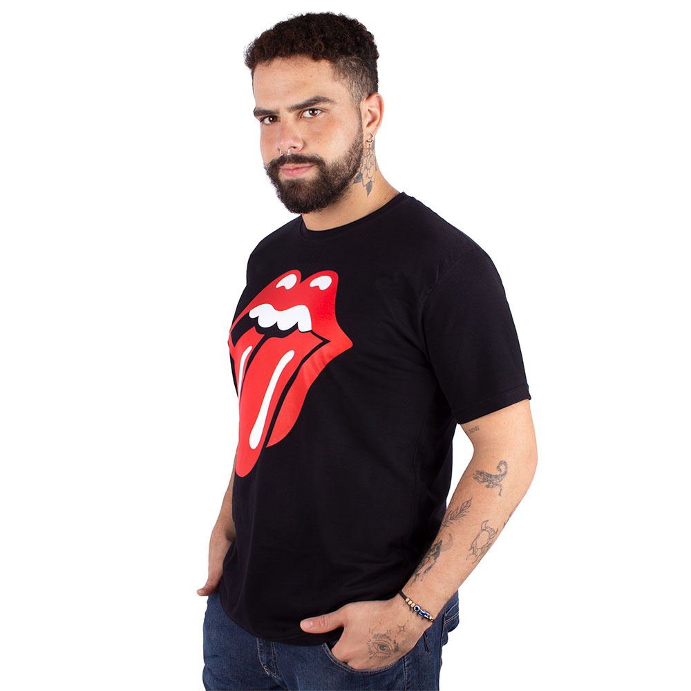 Camiseta The Rolling Stones Tongue Classic Preta Oficial - Art