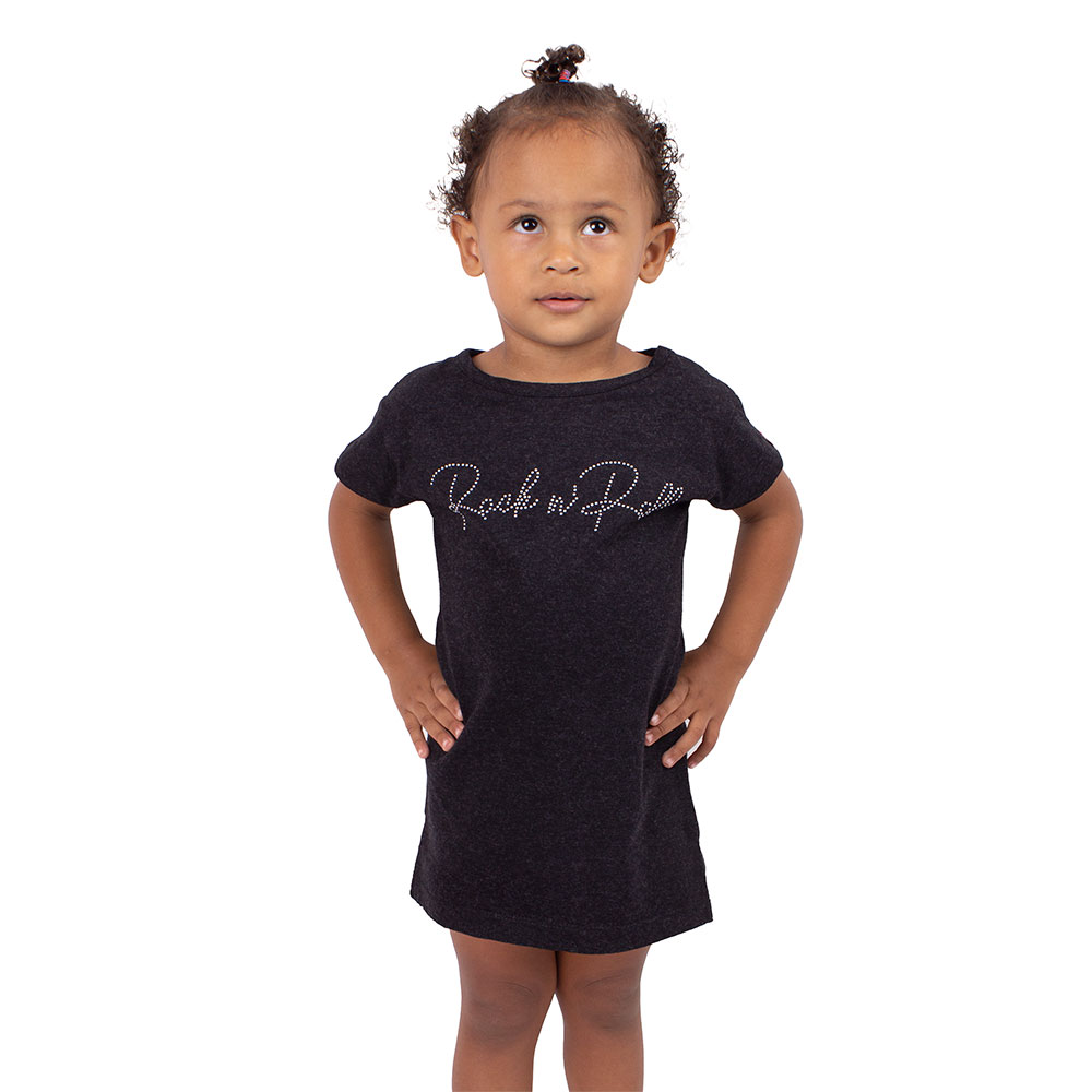 Vestido Infantil Tshirt Rock N' Roll Preto Jaguar Art Rock
