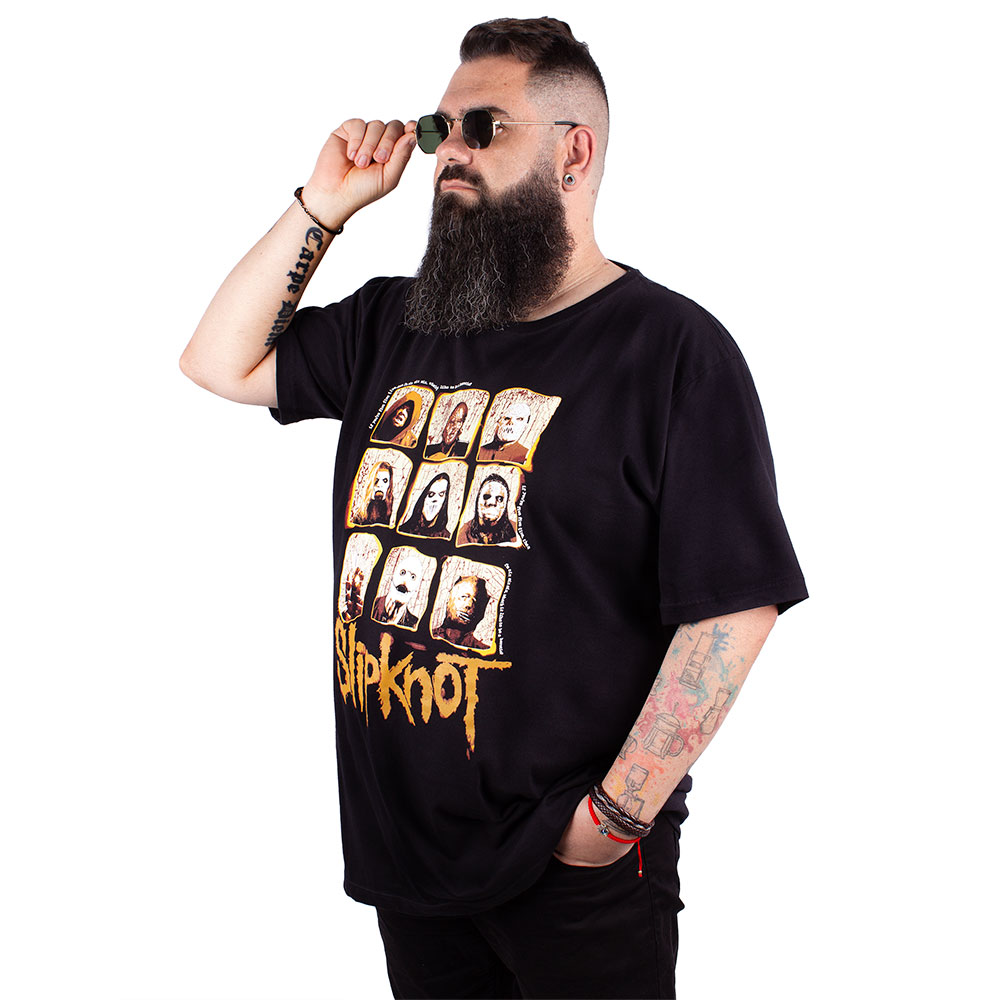 Camiseta Stamp Rock Wear Slipknot 9 Photos Preta Oficial - Art