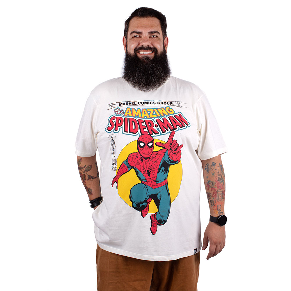 Camiseta Plus Size Amazing Spider Man Vintage Off White Art Rock