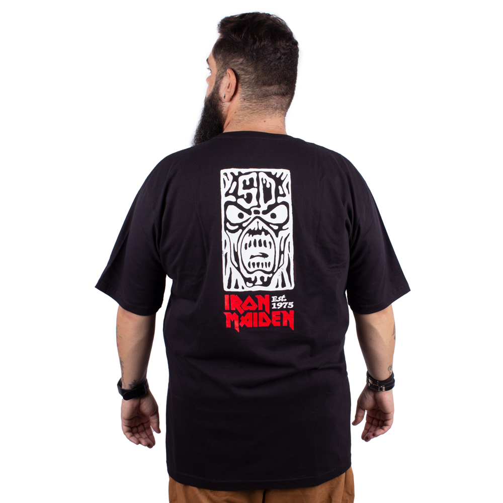 Camiseta Plus Size Iron Maiden Axe Eddie Preta Oficial - Art Rock