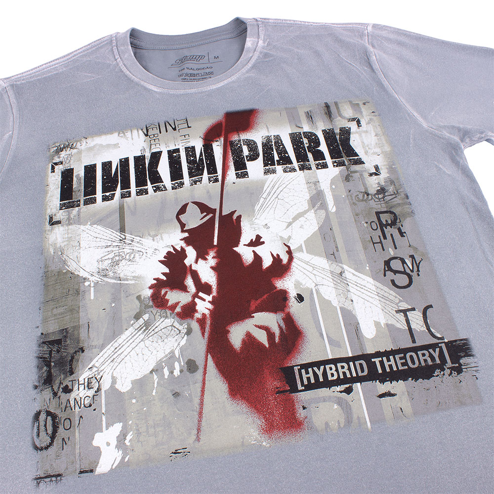 Camiseta Linkin Park Estonada Hybrid Theory Cinza Oficial - Art