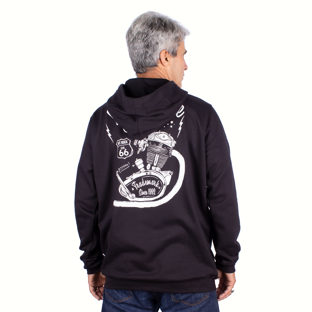Moletom Canguru Zíper Motorcycle Custom Co 66 Preto - Art Rock