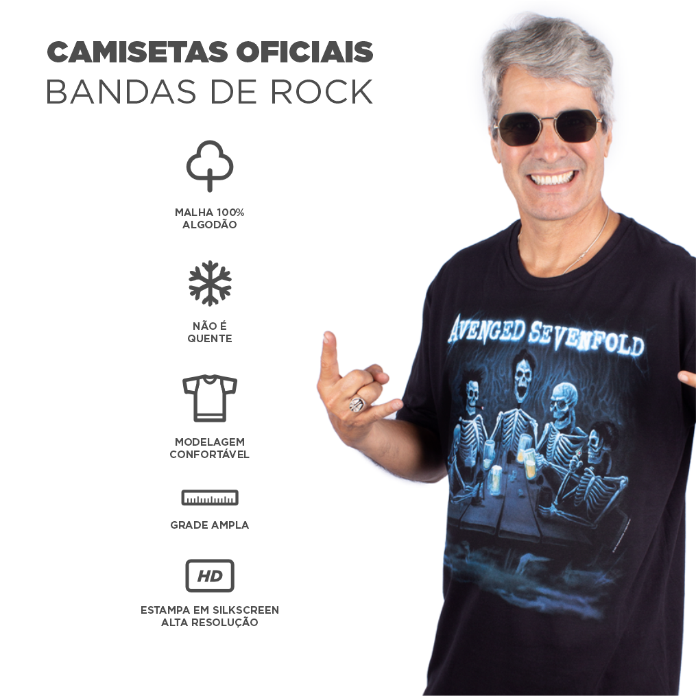 洋楽 24-7 & The Hoodfellas / Let's Have It Camiseta Avenged Sevenfold Welcome To The Family Preta - Oficial