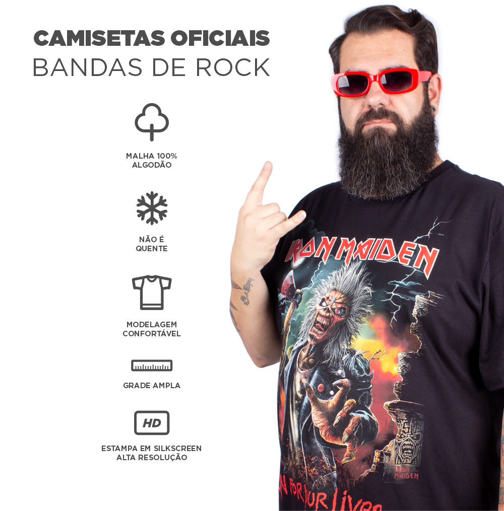 Camiseta Iron Maiden Run For Your Lives Preta Oficial - Art Rock
