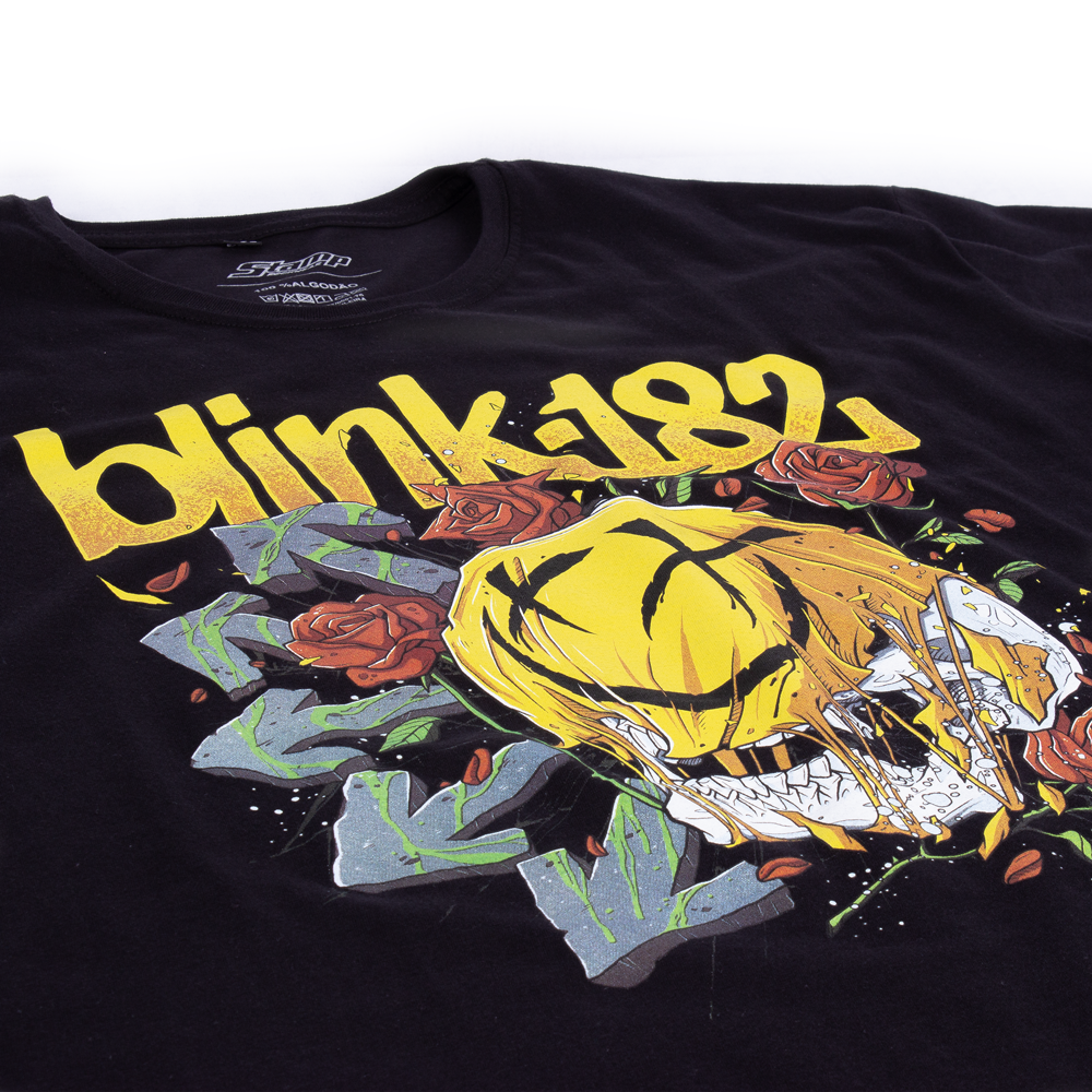 Blink-182 ヴィンテージ スカルデザイン Tシャツ S Camiseta Blink 182 Skull Smiley Oficial - Art Rock Camisetas