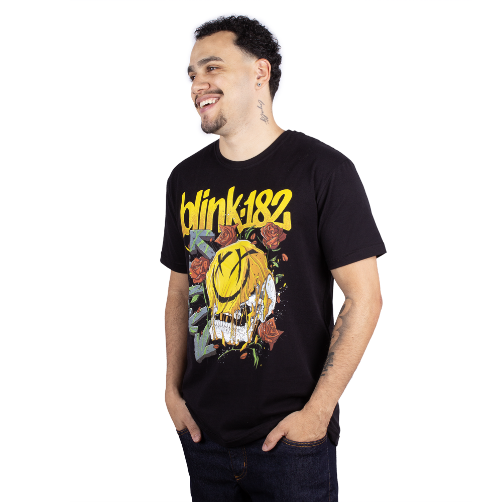 Blink-182 ヴィンテージ スカルデザイン Tシャツ S Camiseta Blink 182 Skull Smiley Oficial - Art Rock Camisetas