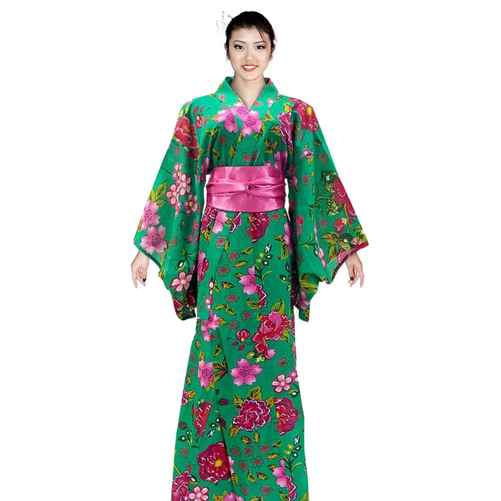 Kimono Longo Chita Verde - Flor de Fogo Kimonos