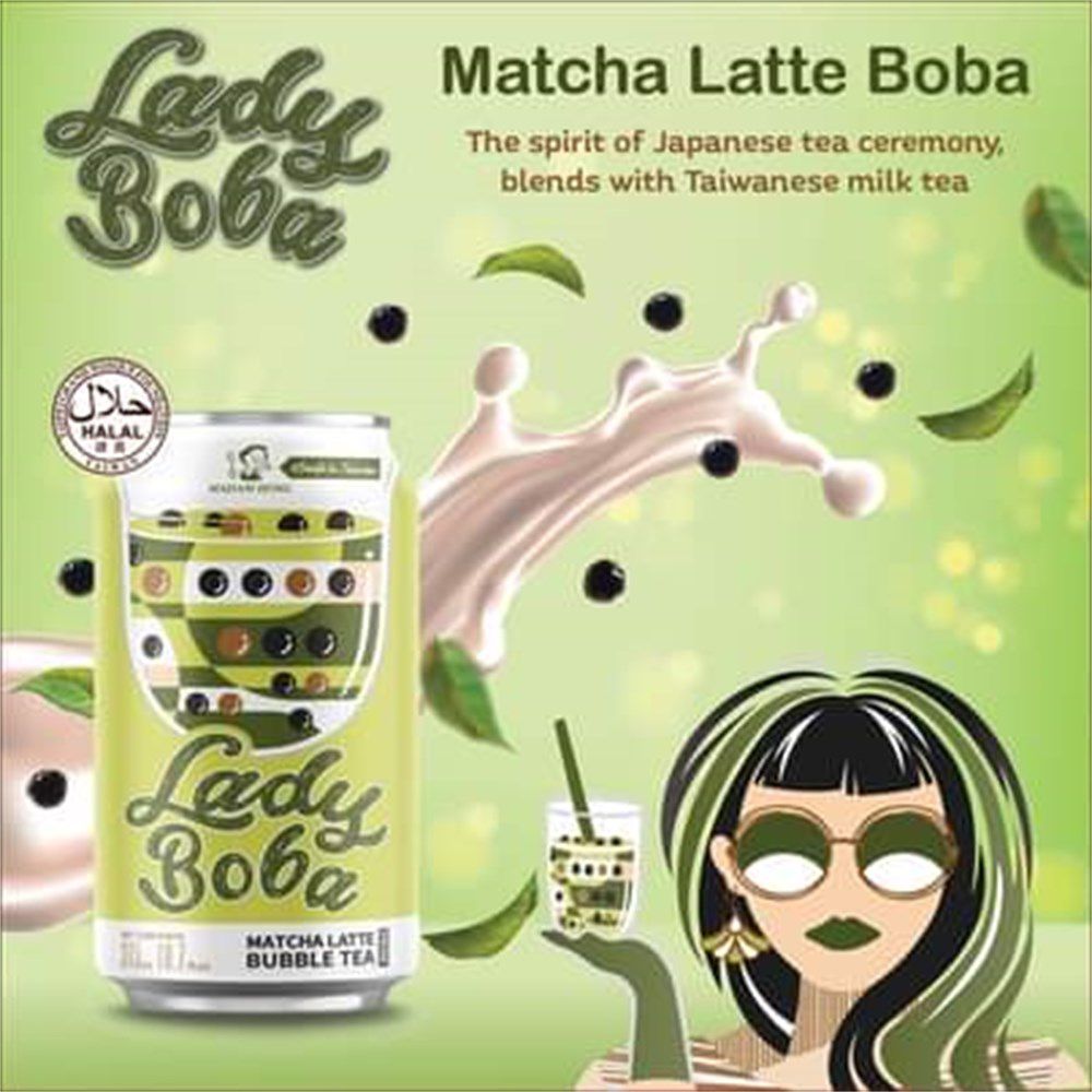 Bubble Tea chá Verde com Leite e Sagu 315ml Lady Boba - Empório