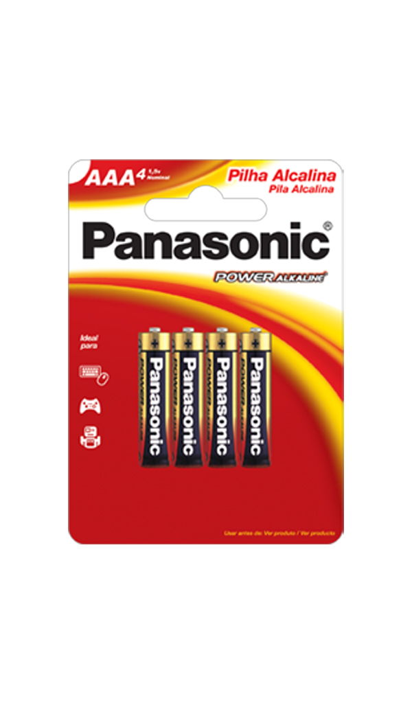 Pilha Alcalina Panasonic Palito AAA - c/4 Pilhas