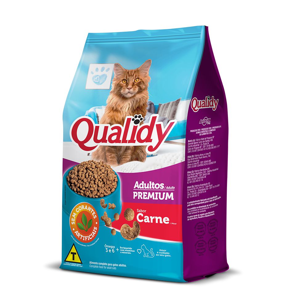 Qualidy Premium Gatos Adultos Sabor Carne 500g - Nosso Armazém