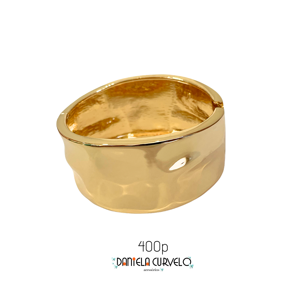 Bracelete Largo Amassado Dourado- PS400DOURADO - Daniela Curvelo  Acessórios: Tiaras de Luxo, Brincos e Pulseiras