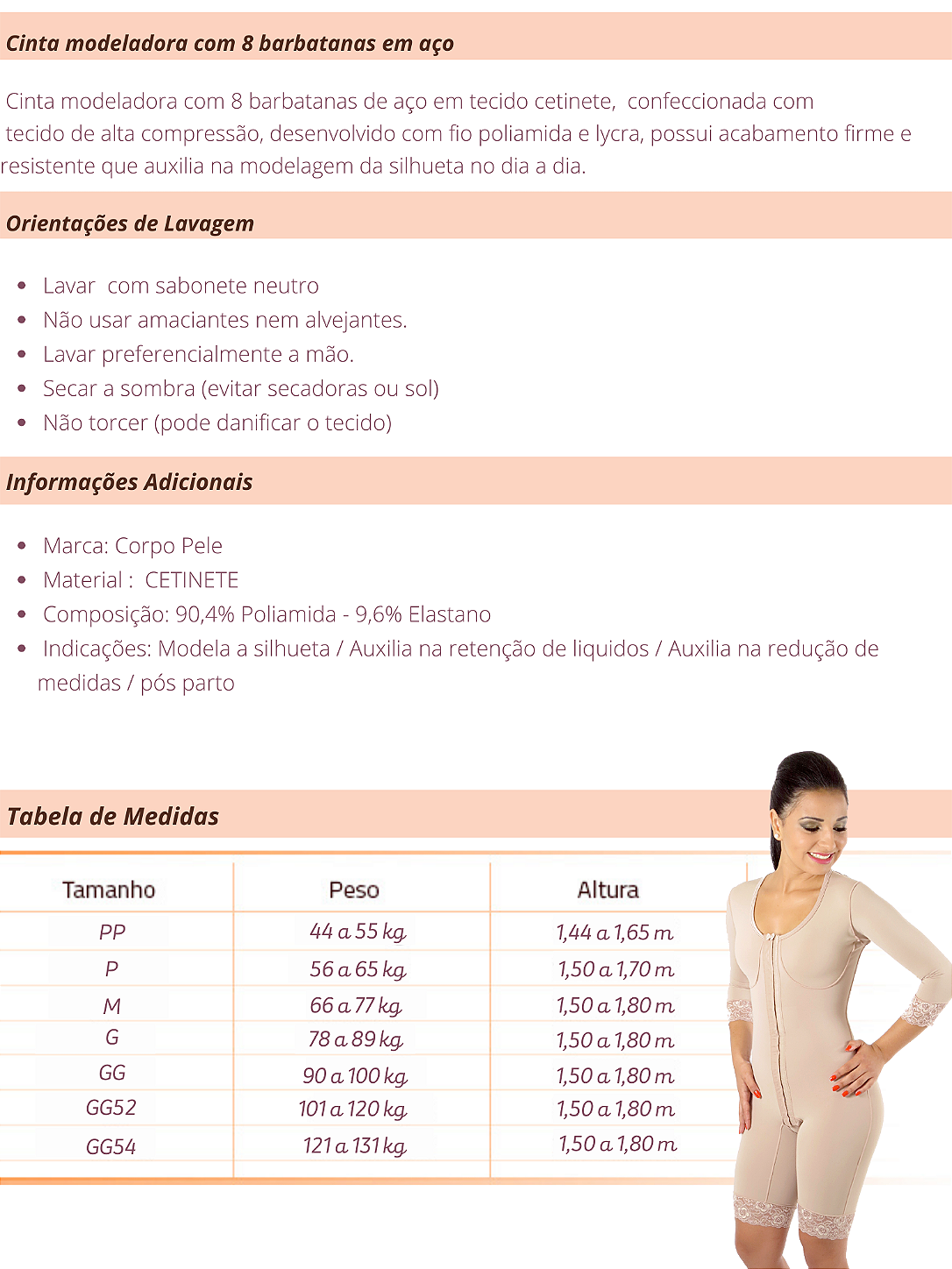 Body Cinta Plus Size Modeladora S/Bojo 195 - Plus Size