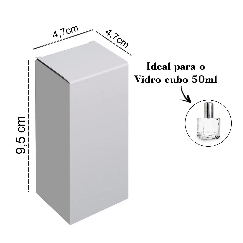 caixa para enbalagem aroma 25 Caixas Embalagem Perfume 9,5x4,7x4,7cm para Vidro Cubo 50ml - Dna  perfumes