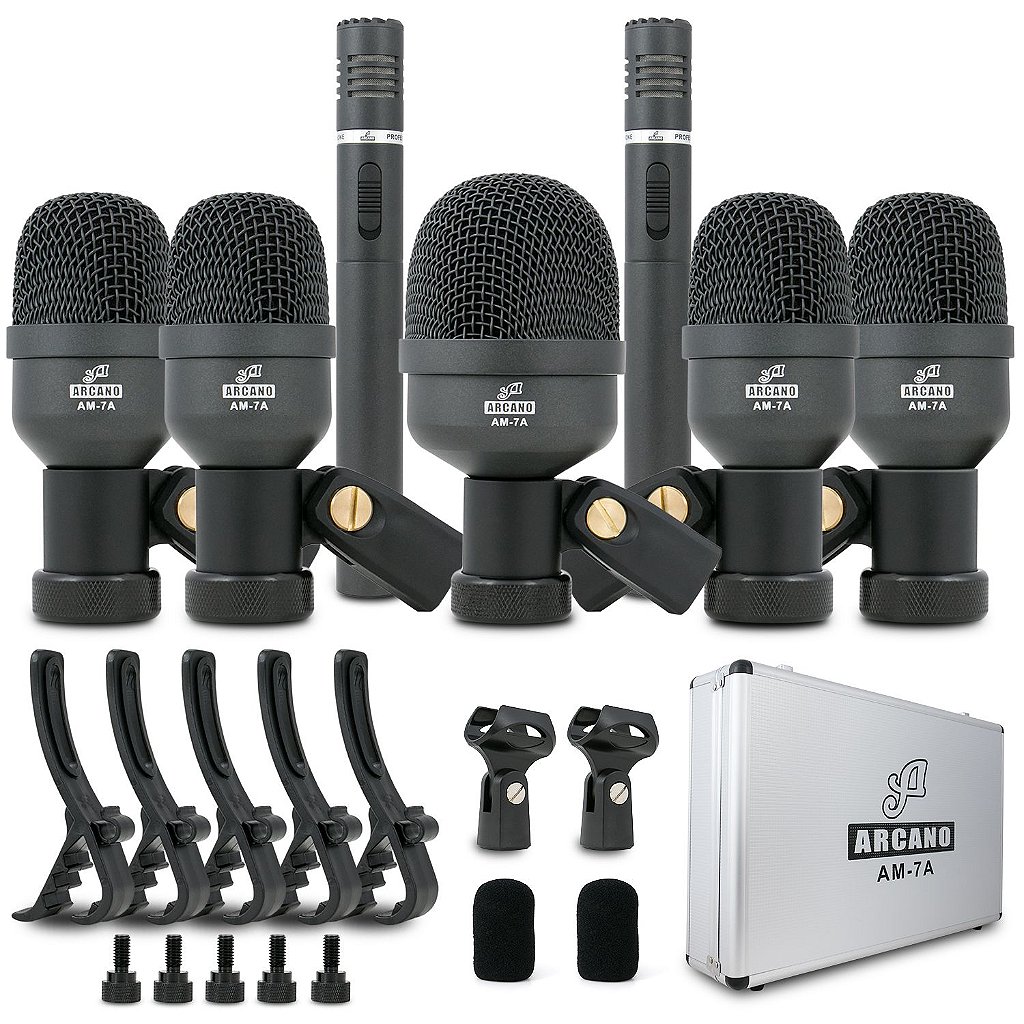 Kit de microfones para bateria Arcano AM-7A - Rede Discovery – O portal do  músico brasileiro