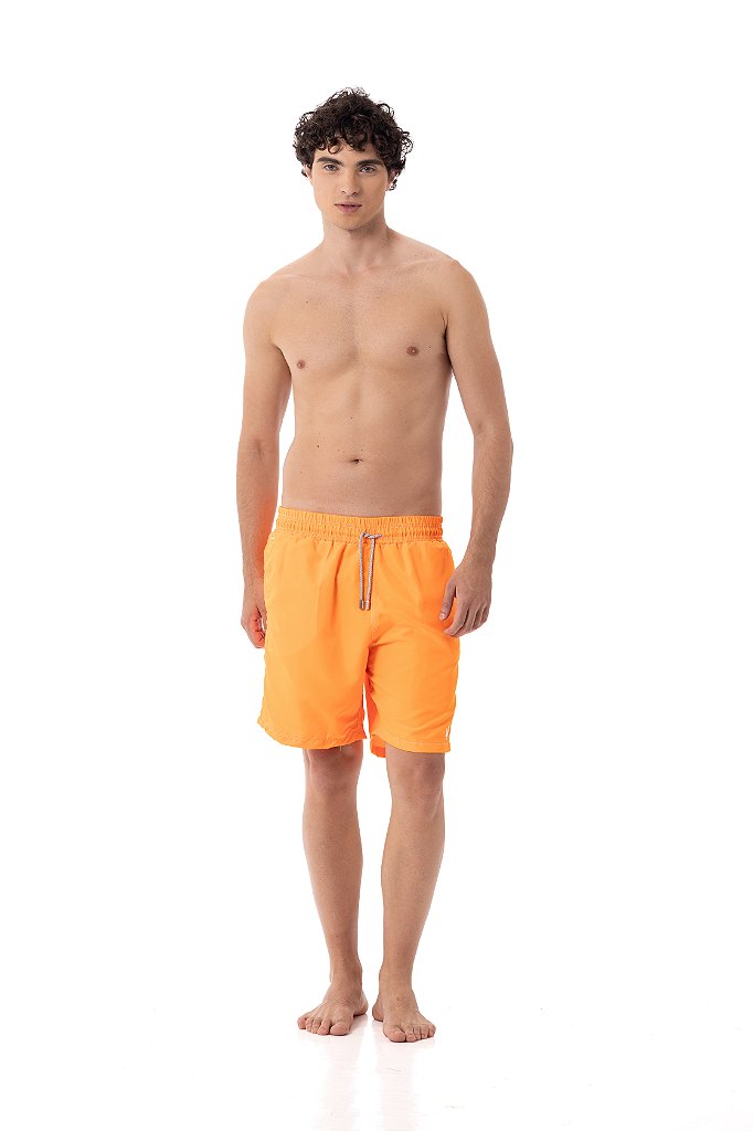 Short de praia masculino laranja neon - MYROFICIAL