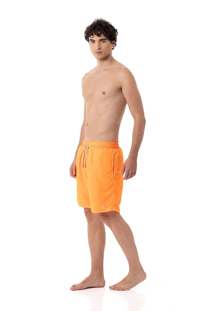 Short de praia masculino laranja neon - MYROFICIAL