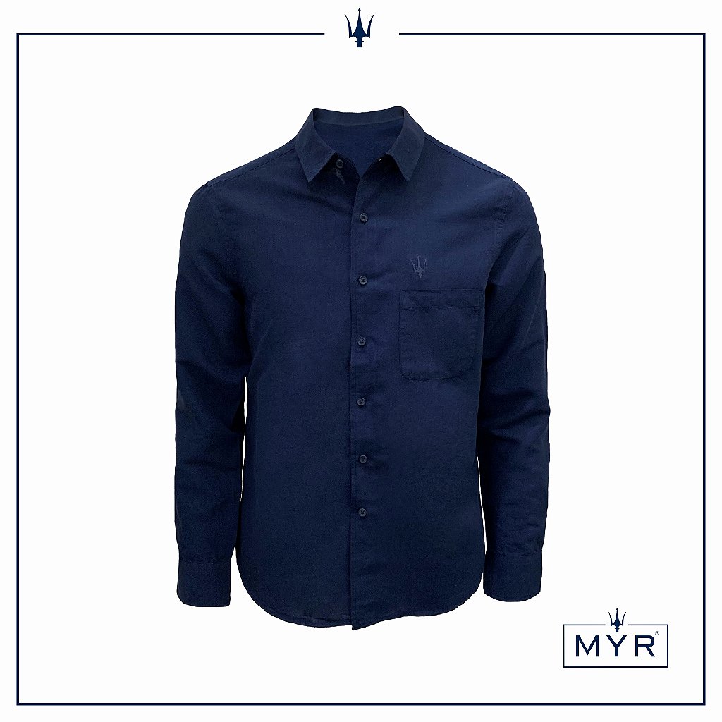 camisa de linho azul