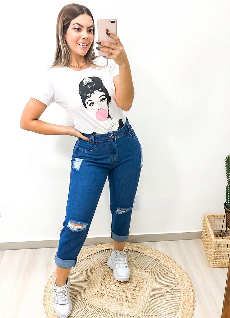 calça jeans cos alto rasgado