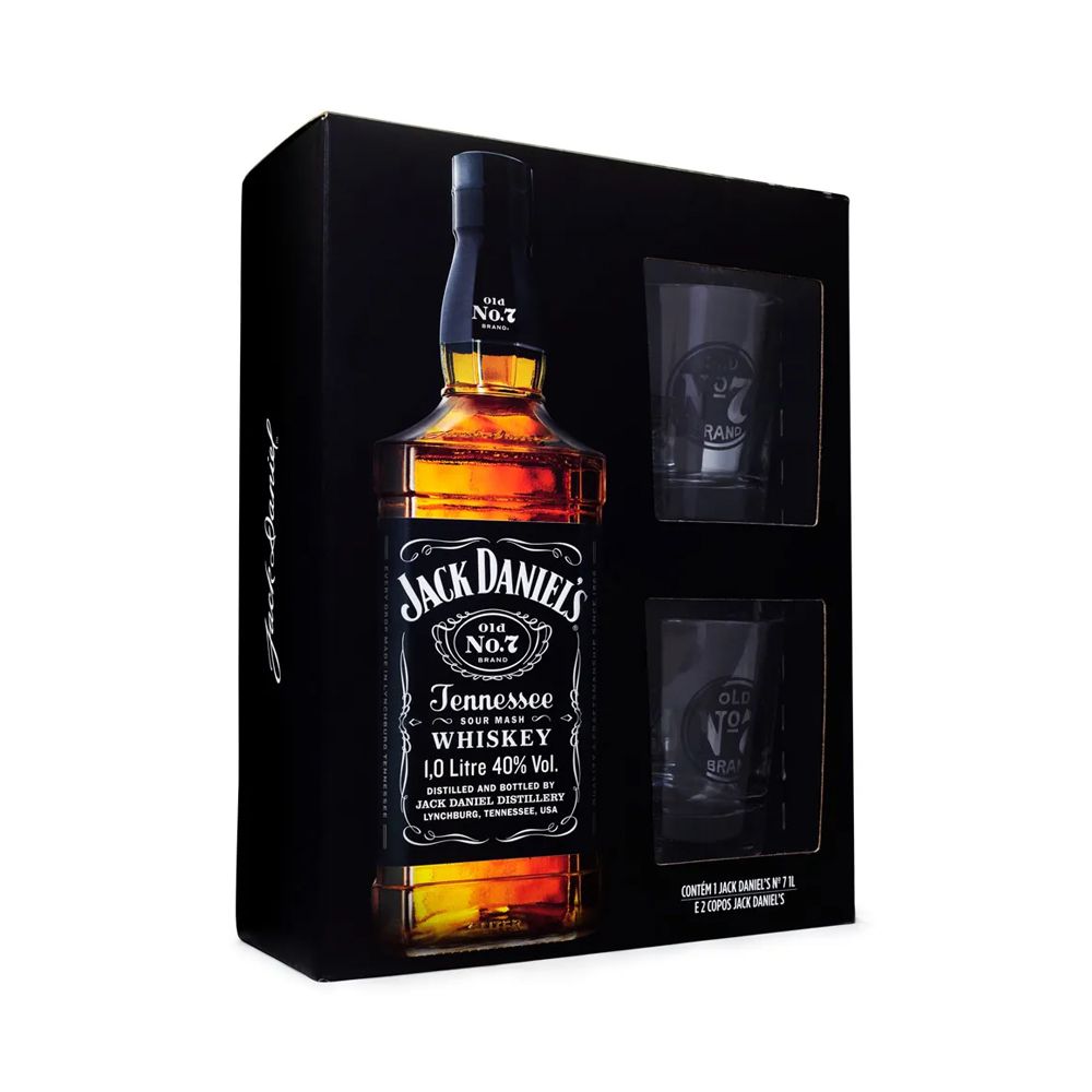 Kit Whisky Jack Daniels 1l com 2 Copos - Família Scopel Delivery