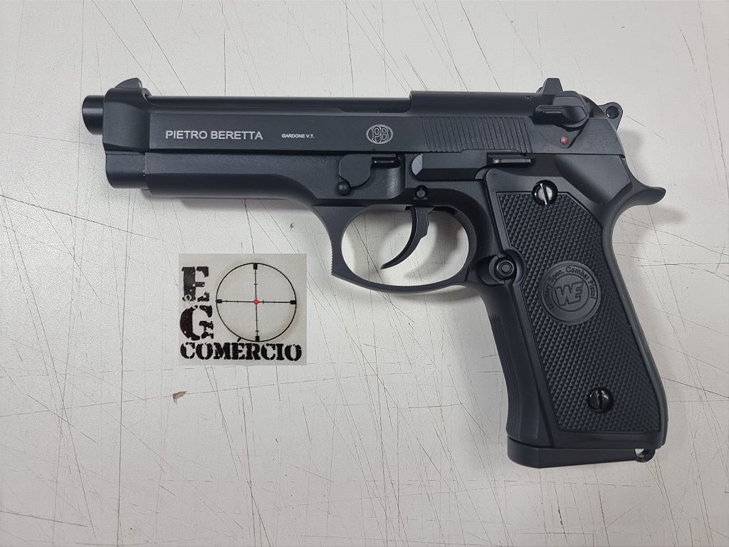 Pistola Airgun M92 Black WE Co2 4,5mm - Full Metal - E&G Comércio
