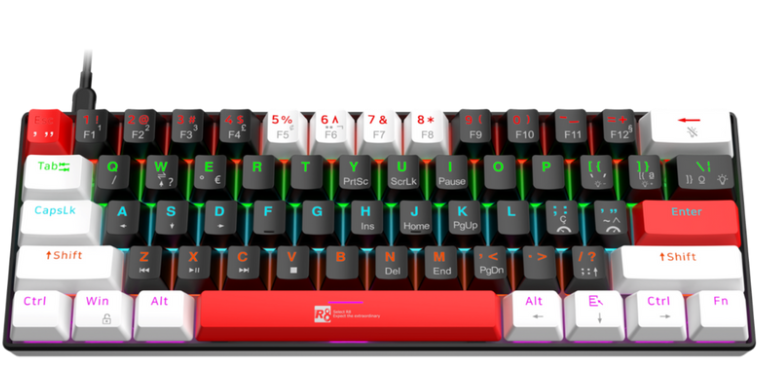 Teclado Mecânico Gamer R8 1037, RGB, Switch Blue, ABNT2, R8-1037