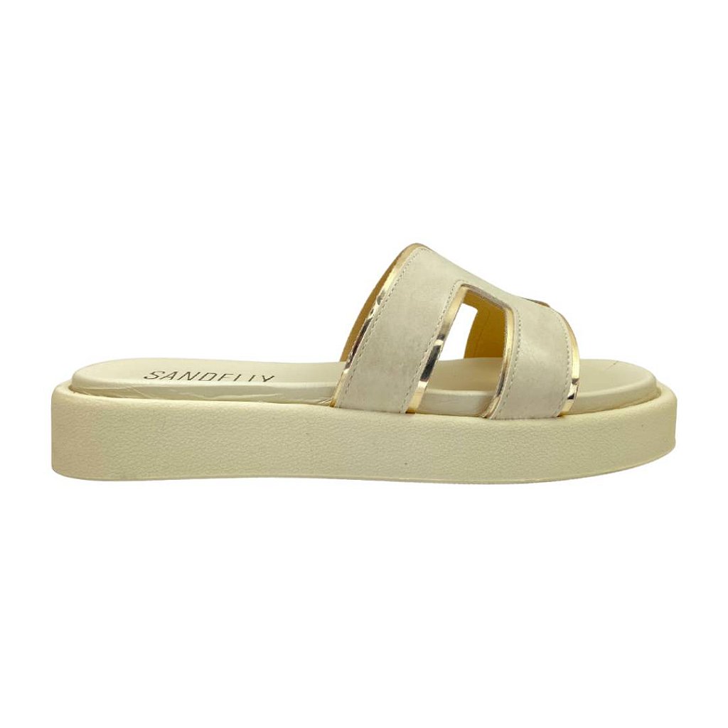 【white】 Flatform Com Tira Em H Off White - Sandelly