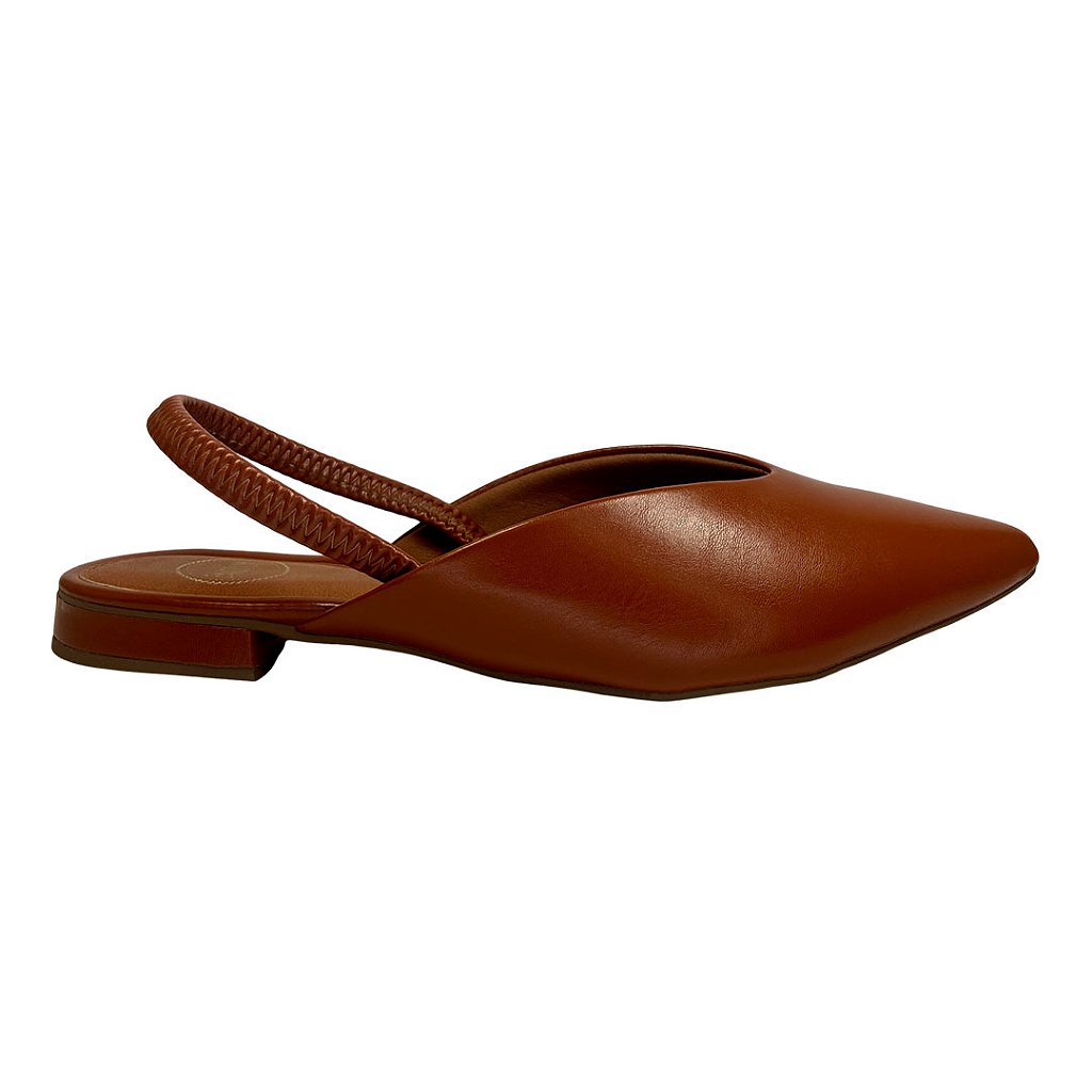 Sapatilha Slingback Bico Fino Caramelo - Sandelly
