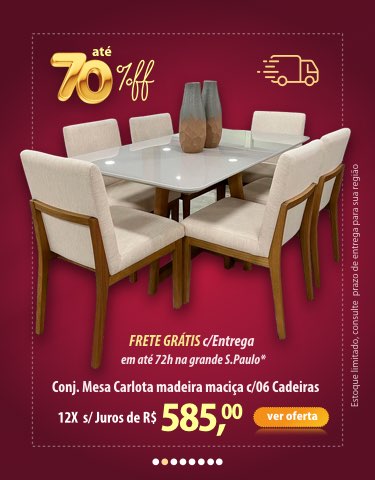 Conjunto Mesa de Jantar Adriana com 08 Cadeiras Adriana New