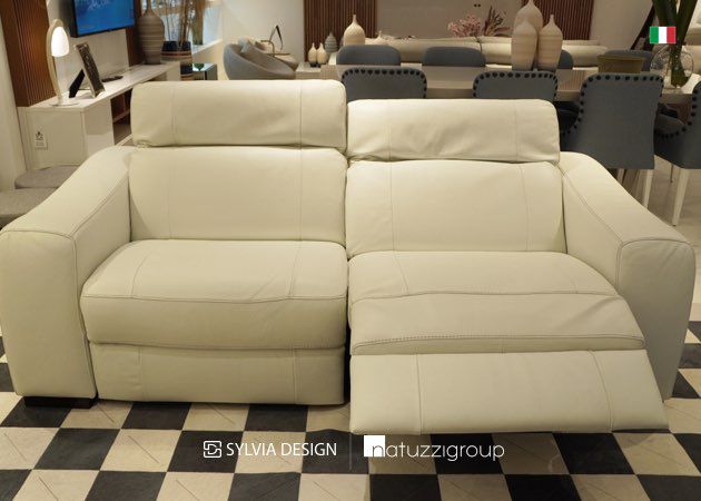 Torden Sanders mave Sofá Z066 10BY Branco c/ 2 assentos reclináveis elétricos - 2,24 m - Natuzzi  Group - Sylvia Design
