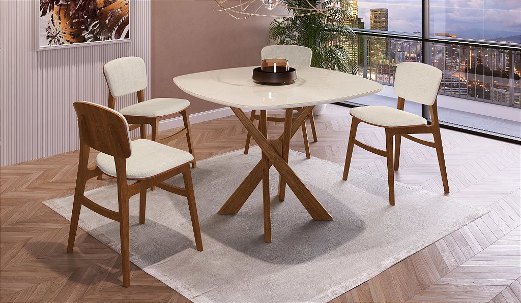 Conjunto Mesa de Jantar Torino com 04 Cadeiras - Sylvia Design