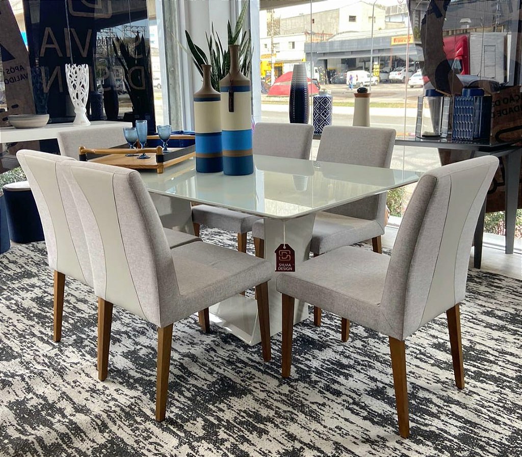 Conjunto Mesa de Jantar Vogue com 08 Cadeiras - Sylvia Design