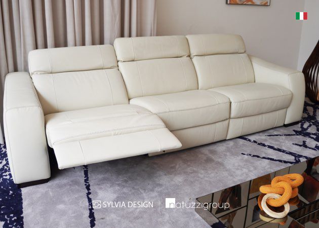 Sofá Z066 10BL Off White c/ 03 Assentos Elétricos e Reclináveis - 3,08 mts-  Natuzzi Group - Sylvia Design