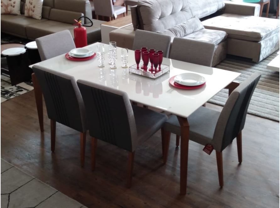 Conjunto Sala de Jantar Suíça 1,80 mts com 06 Cadeiras - Sylvia Design