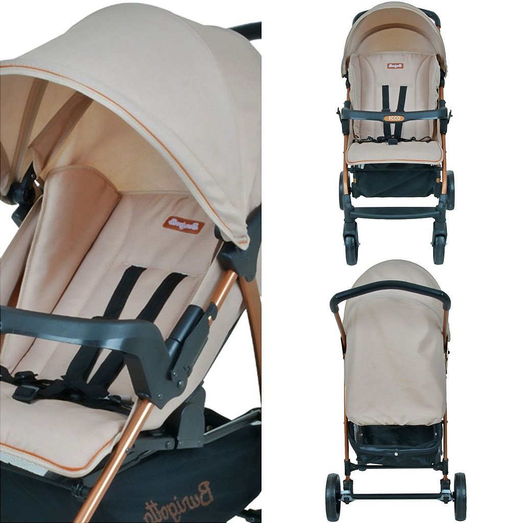 Carrinho Ecco Bege Com Bebê Conforto Touring X - Burigotto no Shoptime