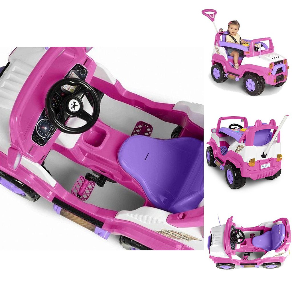 Carrinho de Passeio e Pedal para Bebe Calesita Diipi Rosa - Maçã Verde Baby
