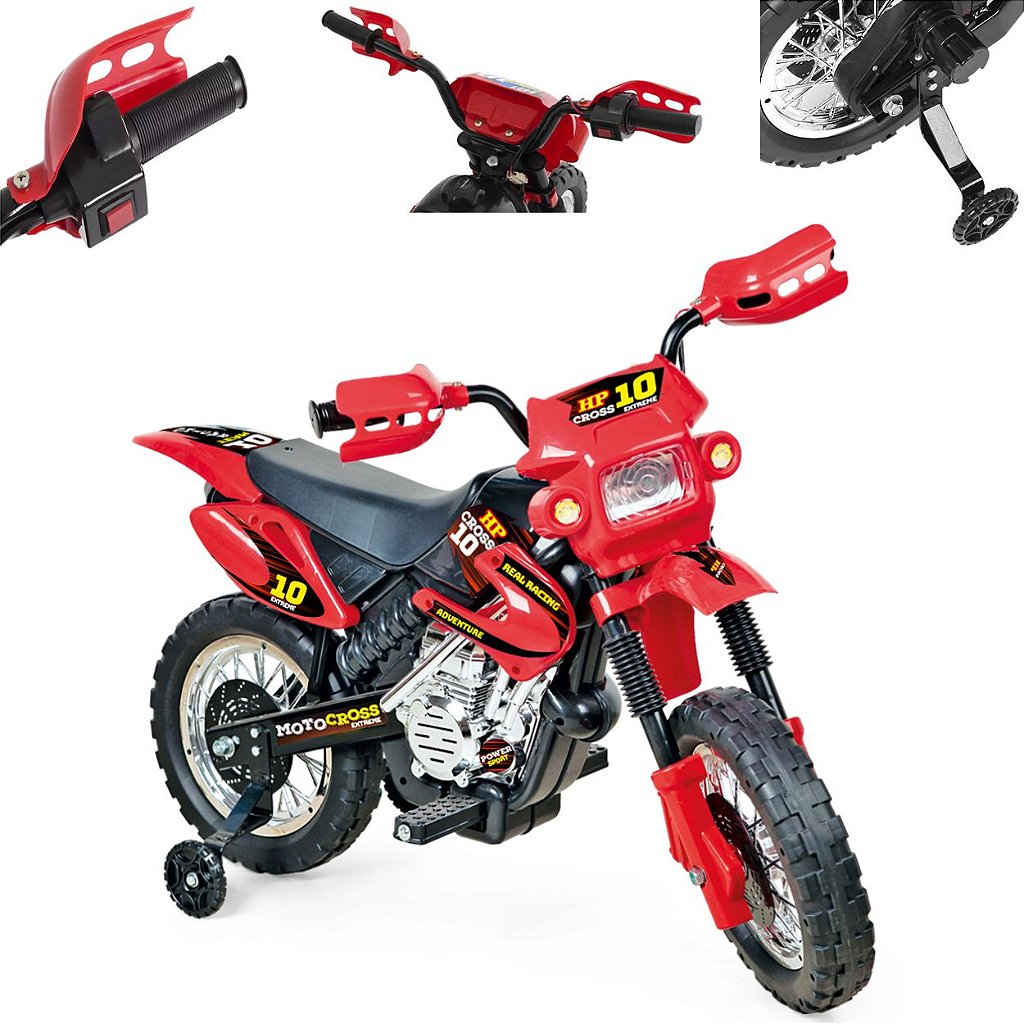 Moto Eletrica Infantil Xplast Motocross 6V Vermelha - Maçã Verde Baby