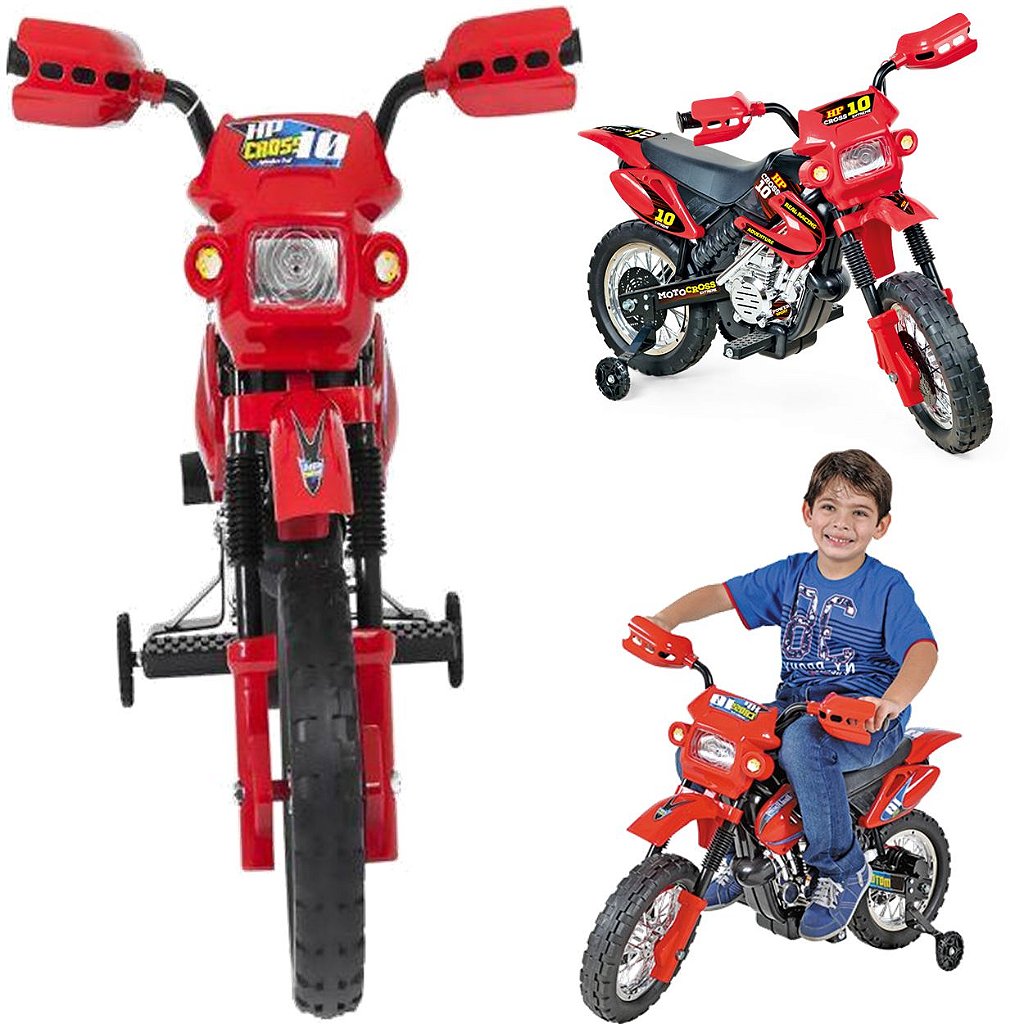 Moto Eletrica Infantil Xplast Motocross 6V Vermelho com Rodinhas 244 -  LOJAS RENASCER