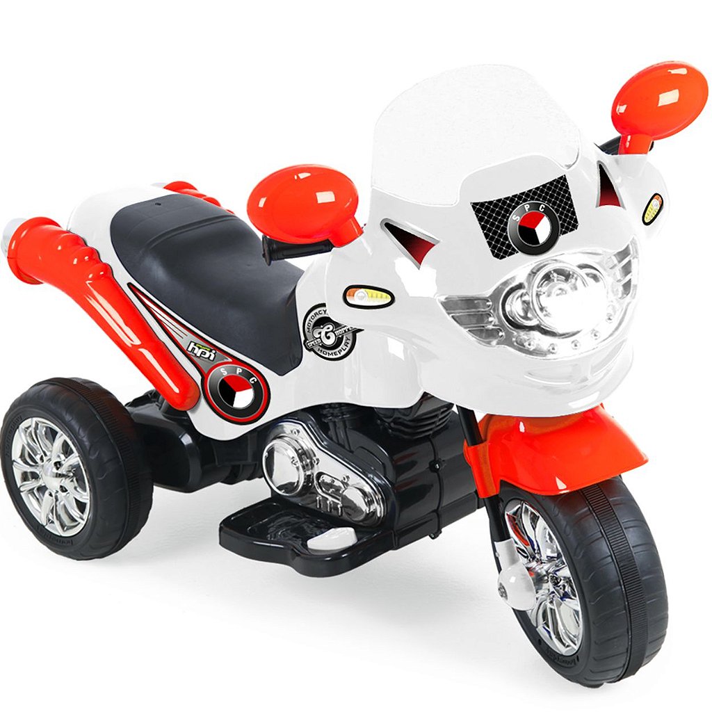 Moto Eletrica Infantil Xplast Speed Chopper 6V Branca Vermelha