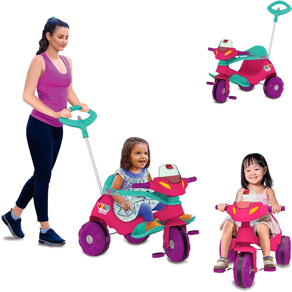 Triciclo Infantil Velo Baby com Empurrador - Bandeirante