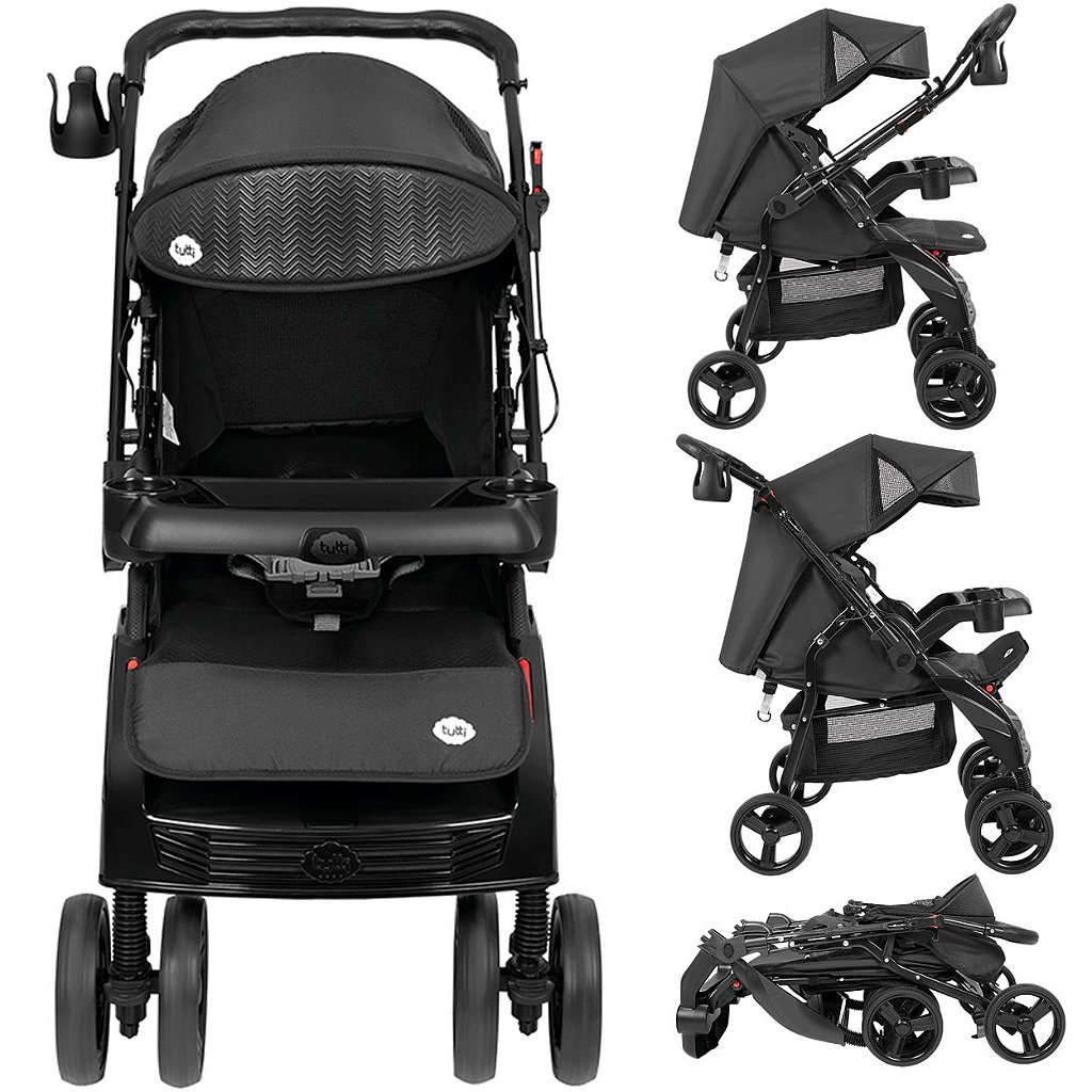 Carrinho de Bebe com Bebe Conforto Tutti Baby Black Nivo - Maçã Verde Baby