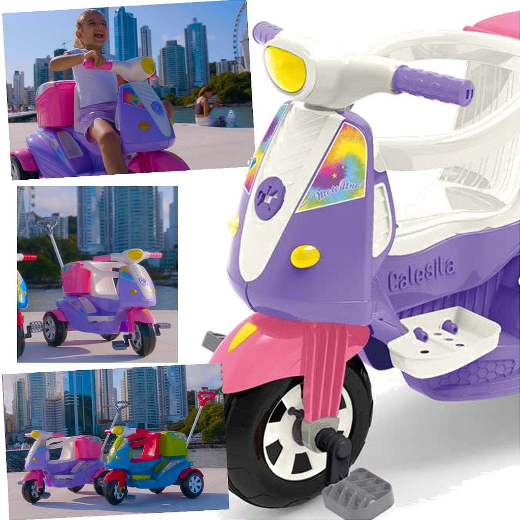 Triciclo Infantil Calesita Moto Uno - 2 em 1 - Pedal e Passeio com