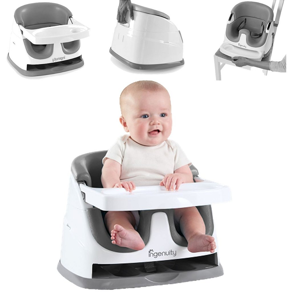 Cadeira de Papa Portatil Ingenuity Baby Base Seat 2x1 Cinza - Maçã Verde  Baby
