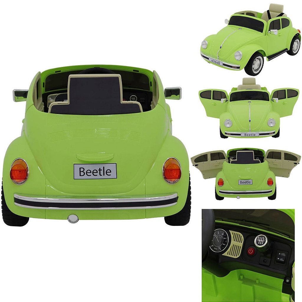 Carro Elétrico Infantil Fusca Beetle 12V Verde com Controle Remoto