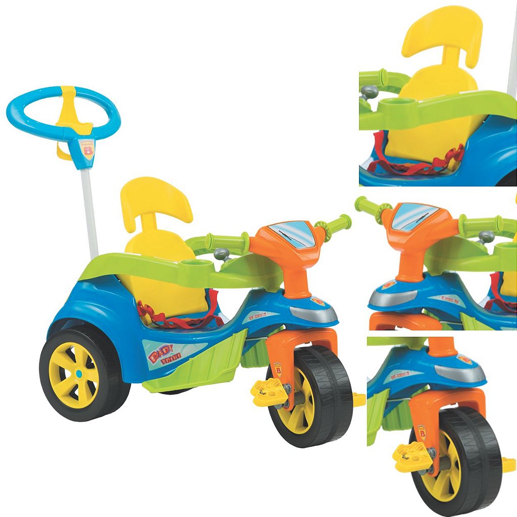 Carrinho de Passeio Pedal Biemme Triciclo Baby Trike Azul - Maçã Verde Baby