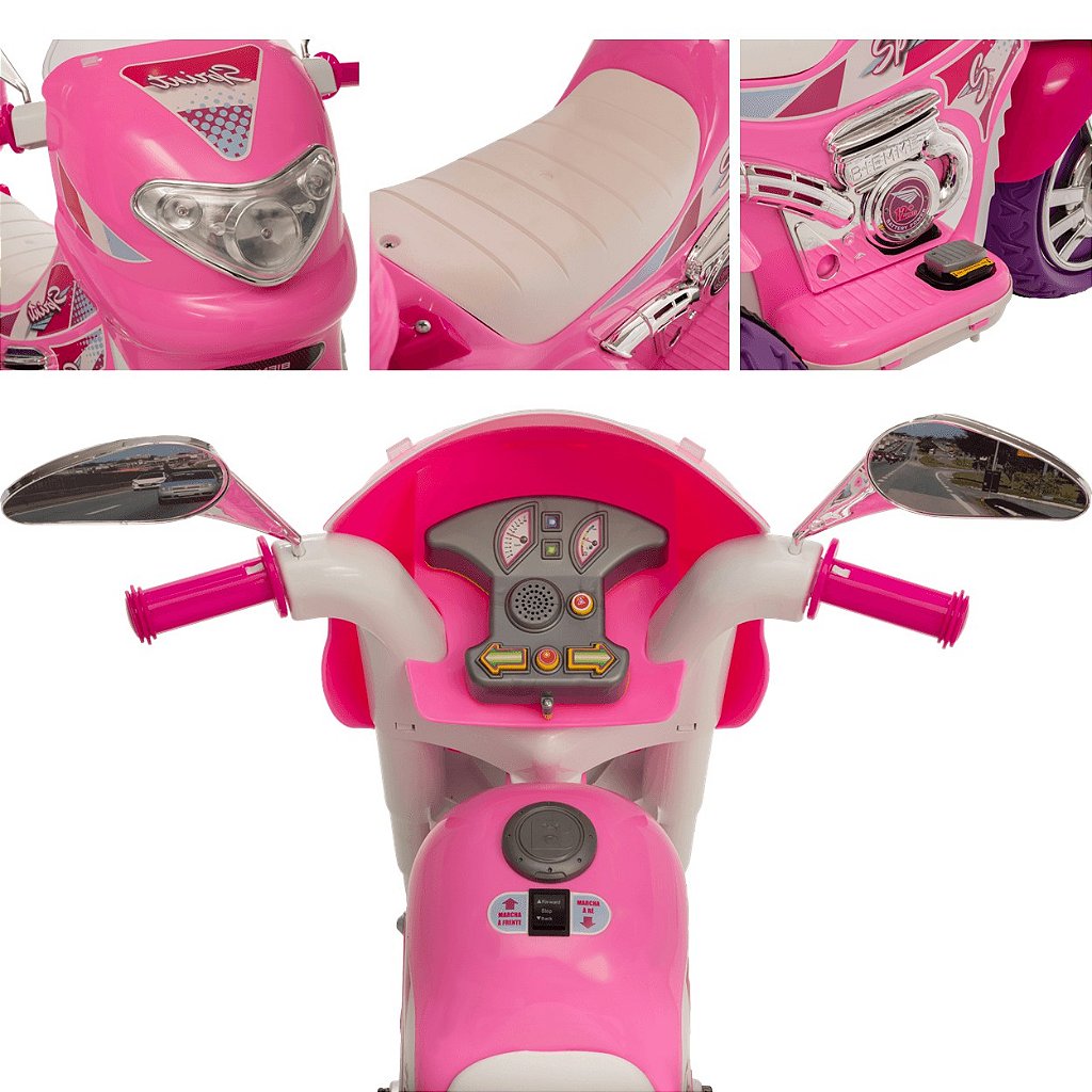 Moto Eletrica Infantil Biemme Sprint Turbo 12V Capacete Pink - Maçã Verde  Baby
