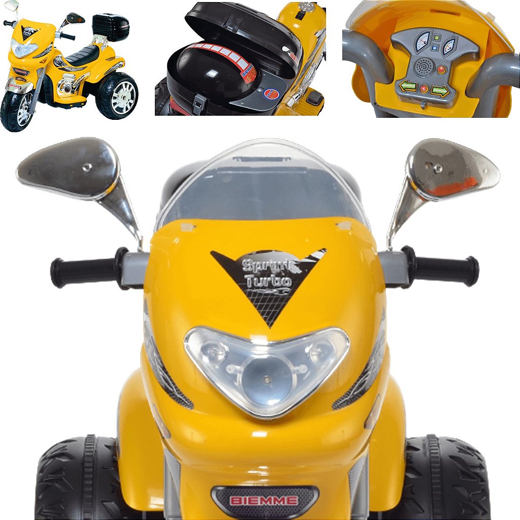 Moto Eletrica Biemme Sprint Turbo 12V com Capacete Preta Boy em