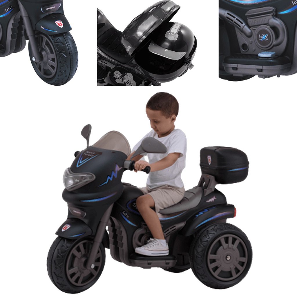 Moto Eletrica Infantil Sprint Turbo Biemme Azul 12V com Capacete Gráti -  Maçã Verde Baby