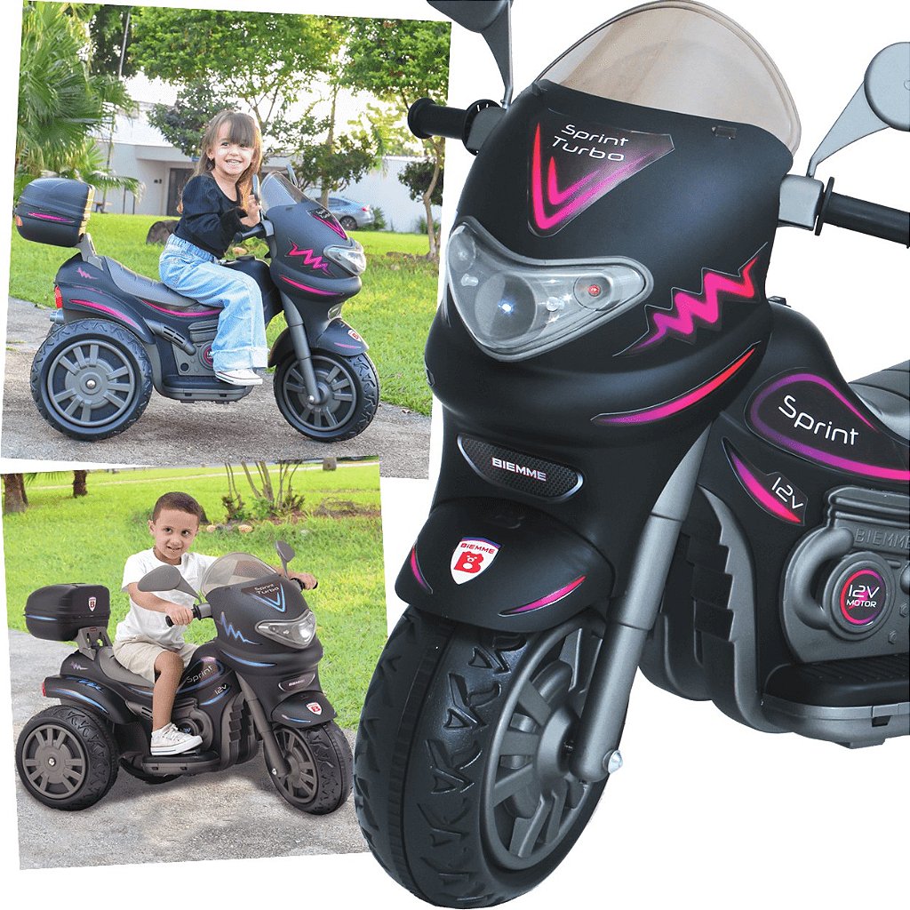 Mini Moto Elétrica Sprint Triciclo Criança C/ Capacete 12v