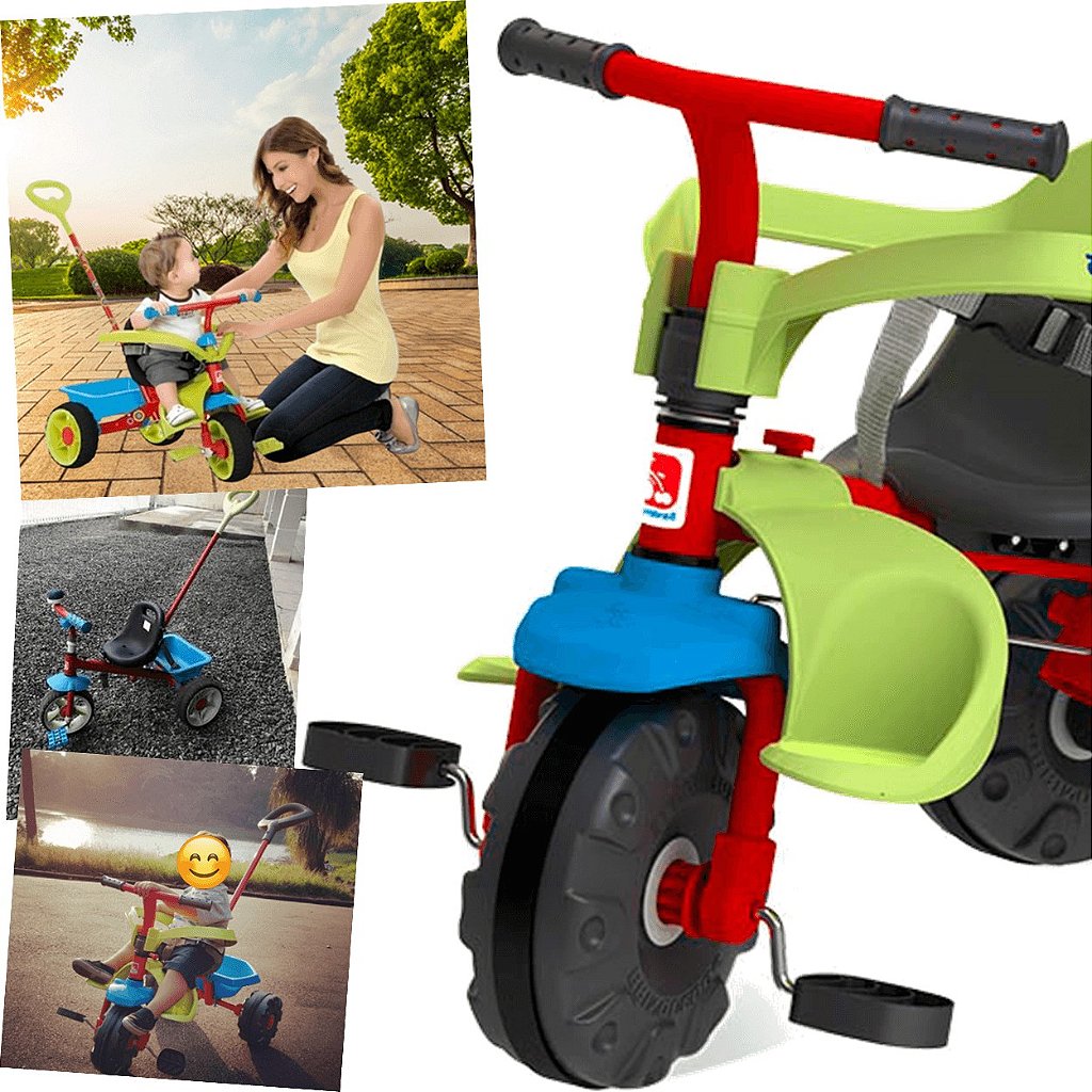 Triciclo Infantil Bandeirante Smart Plus - Vermelho+Verde